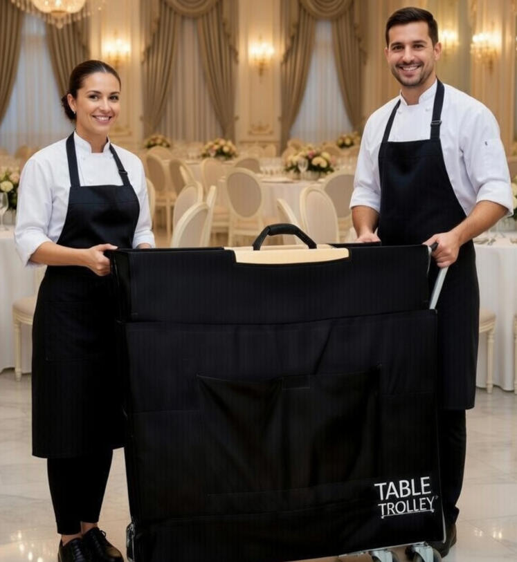 Chefs using the Table Trolley at a banquet hall