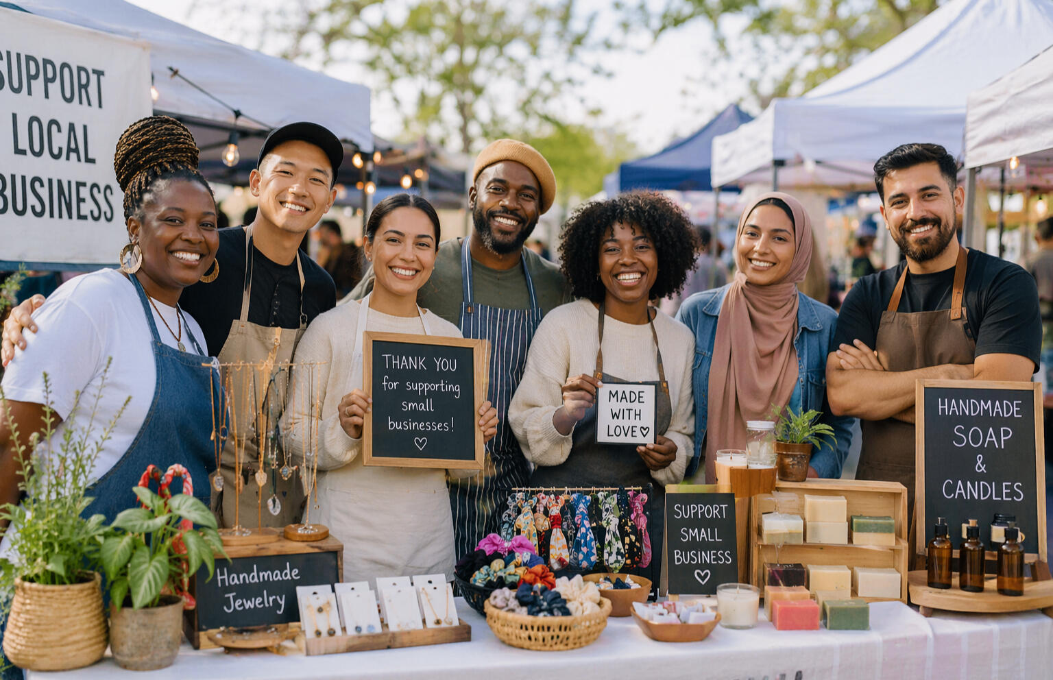 Small business owners at pop-up shop